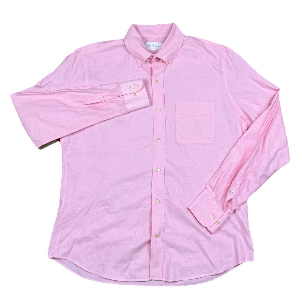 Mott And Bow Button Down Shirt Mens Large L Pink Oxford Long Sleeve Casual